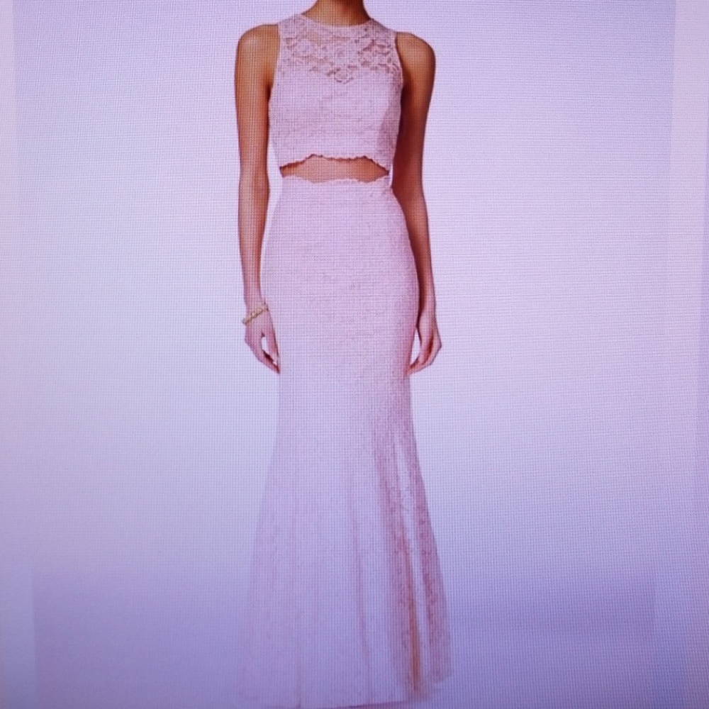 NWT  Pink 2pc  Full length Crop Top dress Formal